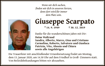 Traueranzeige von Giuseppe Scarpato von Offenbach