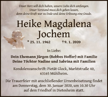 Traueranzeige von Heike Magdalena Jochem von Offenbach