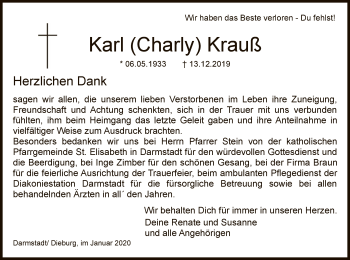 Traueranzeige von Karl  Krauß von Offenbach