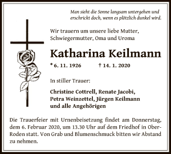 Traueranzeige von Katharina Keilmann von Offenbach