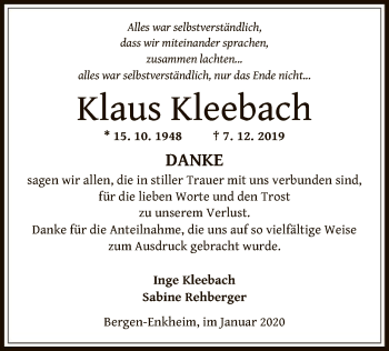 Traueranzeige von Klaus Kleebach von Offenbach