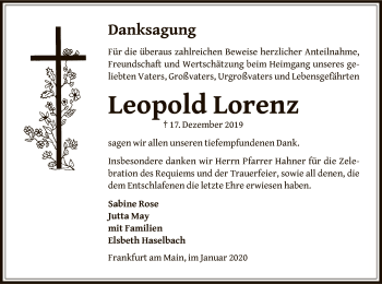 Traueranzeige von Lorenz Leopold von Offenbach