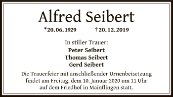 Traueranzeige von Seibert Alfred von Offenbach