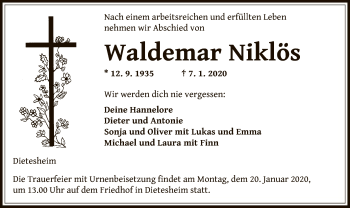 Traueranzeige von Waldemar Niklös von Offenbach