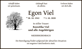 Traueranzeige von Egon Viel von OF