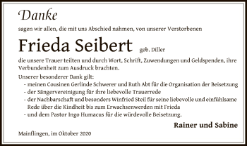 Traueranzeige von Frieda Seibert von OF