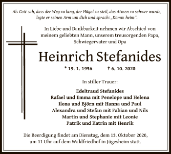 Traueranzeige von Heinrich Stefanides von OF