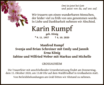 Traueranzeige von Karin Rumpf von OF