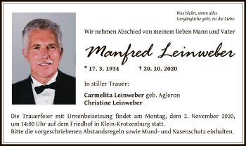 Traueranzeige von Manfred Leinweber von OF