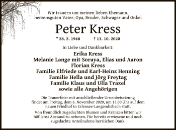 Traueranzeige von Peter Kress von OF