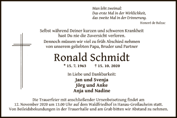 Traueranzeige von Ronald Schmidt von OF