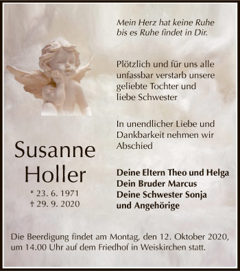 Traueranzeige von Susanne Holler von OF