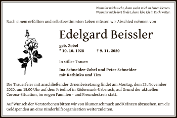 Traueranzeige von Edelgard Beissler von OF