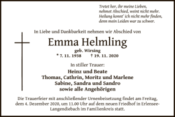 Traueranzeige von Emma Helmling von OF