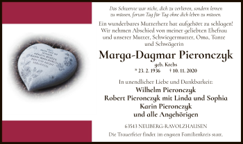 Traueranzeige von Marga-Dagmar Pieronczyk von OF