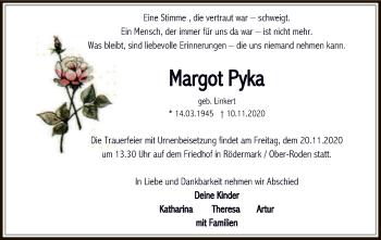 Traueranzeige von Margot Pyka von OF