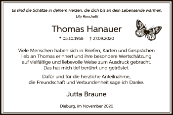 Traueranzeige von Thomas Hanauer von OF