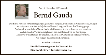 Traueranzeige von Bernd Gauda von OF