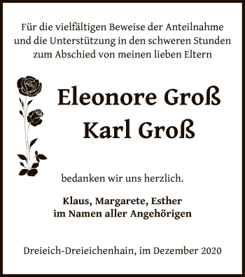Traueranzeige von Eleonore und Karl Groß von OF