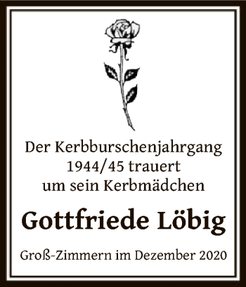 Traueranzeige von Gottfriede Löbig von OF