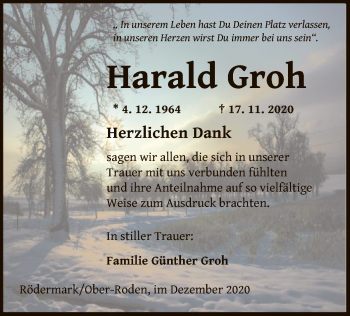 Traueranzeige von Harald Groh von OF