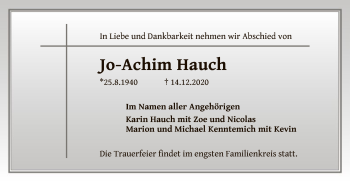 Traueranzeige von Jo-Achim Hauch von OF