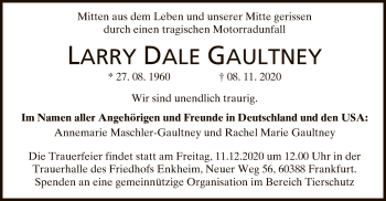 Traueranzeige von Larry Dale Gaultney von OF