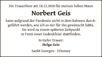 Traueranzeige von Norbert Geis von OF