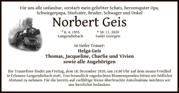 Traueranzeige von Norbert Geis von OF