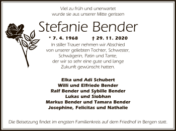 Traueranzeige von Stefanie Bender von OF