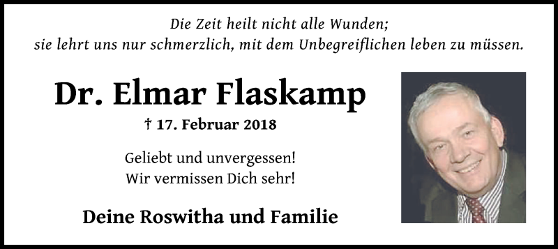 Traueranzeige für Elmar Flaskamp vom 15.02.2020 aus Offenbach
