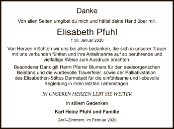 Traueranzeige von Elisabeth Pfuhl von Offenbach