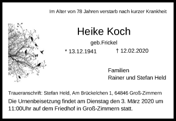 Traueranzeige von Heike Koch von Offenbach