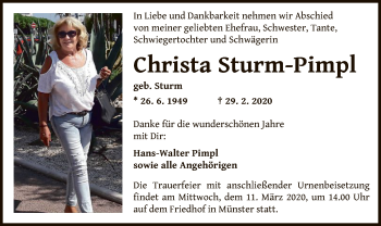 Traueranzeige von Christa Sturm-Pimpl von Offenbach