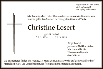 Traueranzeige von Christine Losert von Offenbach