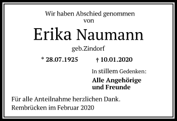 Traueranzeige von Erika Naumann von Offenbach