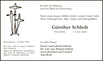 Traueranzeige von Günther Schledt von Offenbach