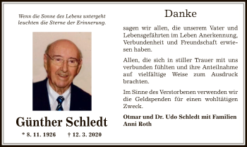 Traueranzeige von Günther Schledt von Offenbach