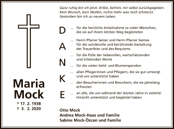 Traueranzeige von Maria Mock von Offenbach