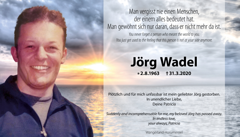  Traueranzeige für Jörg Wadel vom 06.04.2020 aus 