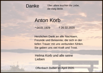 Traueranzeige von Anton Korb von Offenbach