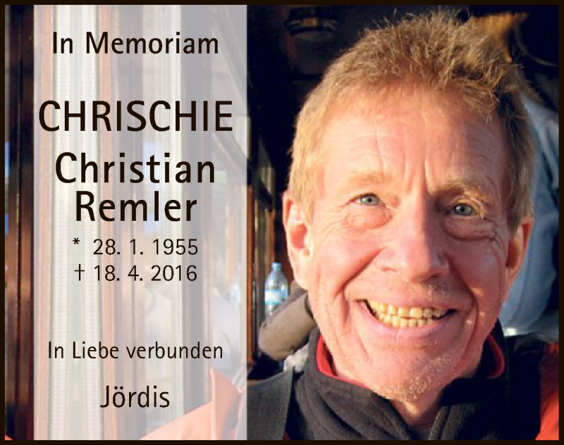  Traueranzeige für Christian Remler vom 16.04.2020 aus Offenbach