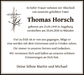 Traueranzeige von Thomas Horsch von OF