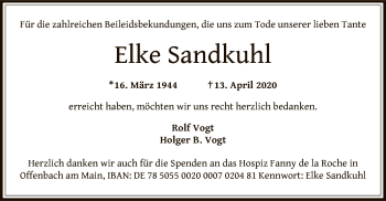 Traueranzeige von Elke Sandkuhl von OF