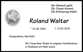 Traueranzeige von Roland Walter von OF