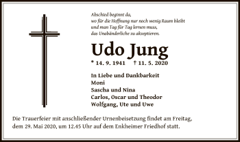 Traueranzeige von Udo Jung von OF