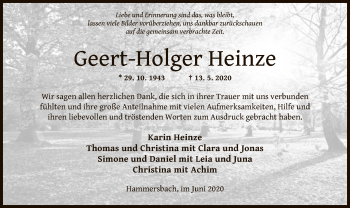 Traueranzeige von Geert-Holger Heinze von OF