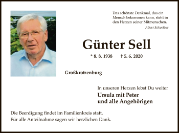 Traueranzeige von Günter Sell von OF