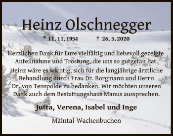 Traueranzeige von Heinz Olschnegger von OF