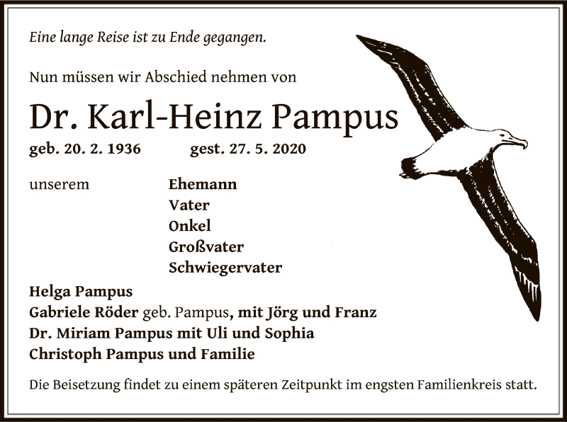  Traueranzeige für Karl-Heinz Pampus vom 03.06.2020 aus OF